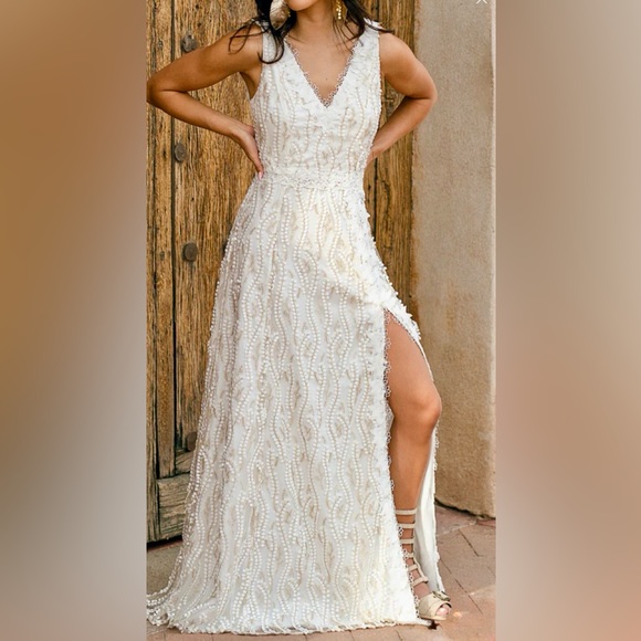 *New* Joyfolie Elegant Cream/White with Gold, Maxi Dress - Picture 2 of 10